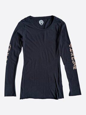 Chrome Hearts Black & Bronze Scroll Logo Women's Longsleeve T-Shirt